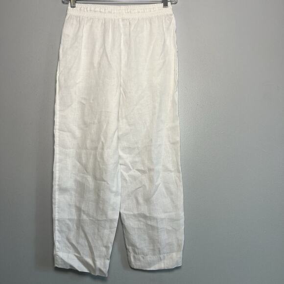 Sigrid Olsen Womens Linen Pull On Pants White Sz M Wide Leg Boho Vacation Beach - Picture 10 of 12